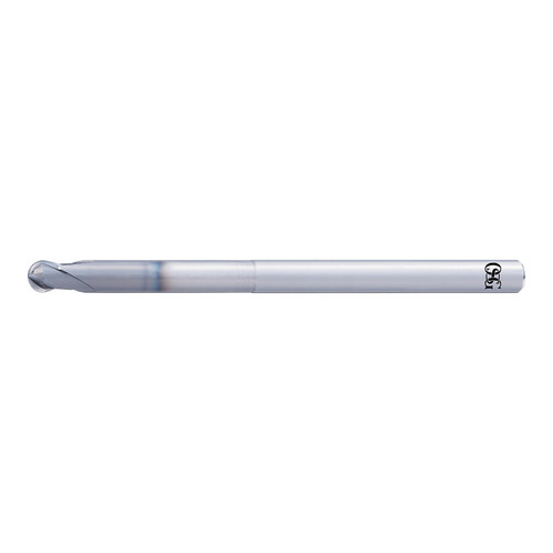 OSG 3056299 | A Brand 2.50mm Diameter x 4.00mm Shank x 2.00mm LOC x 5.00mm OAL x 1.25mm Radius x 30 Degree Helix Angle 2 Flute DUROREY Coated Carbide 8590 Ball Nose End Mill