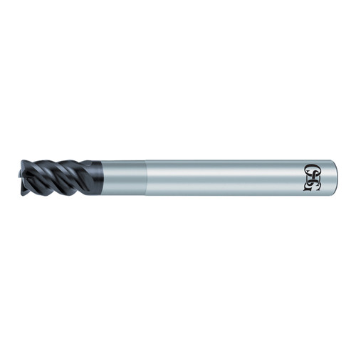 OSG 457110511 | EXOCARB 10.00mm Diameter x 1.00mm Shank x 15.00mm LOC x 12.00mm OAL x 2.00mm Radius x 45 Degree Helix Angle 4 Flute WXS Coated Carbide 4571 Corner Radius End Mill