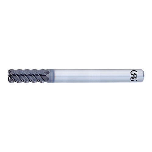 OSG 8549896 | A Brand 10.00mm Diameter x 1.00mm Shank x 25.00mm LOC x 8.00mm OAL x 1.00mm Radius x 43 Degree Helix Angle 6 Flute DUROREY Coated Carbide 8570 Corner Radius End Mill