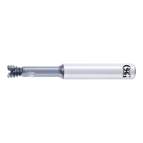 OSG 8331222 | A BRAND M5 x 0.80mm Thread Size x 4.00mm Diameter x 6.00mm Shank x 2.40mm LOC x 50.00mm OAL 2 Flute M DLC-IGUSS Coated Carbide 16642 Helical Flute Thread Mill