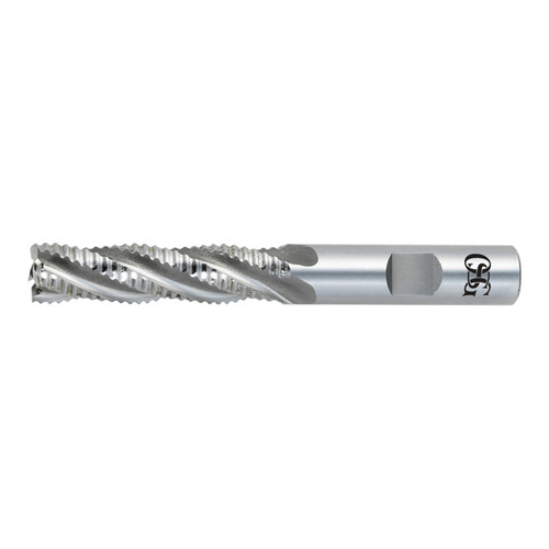 OSG 4509700 | 3/8" Diameter x 0.375" Shank x 0.875" LOC x 2.625" OAL x 30 Degree Helix Angle 4 Flute BRIGHT Coated HSS-CO 450 Roughing End Mill
