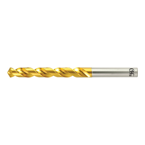 OSG 8597207 | EX-GOLD 2.07mm Drill Size x 3.00mm Shank x 24.00mm Flute Length x 56.00mm OAL x 130 Degree Point Angle 2 Flute TiN Coated HSSE 1600 Jobber Length Drill Bit