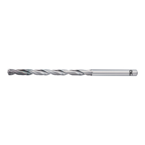OSG 8711070 | A Brand 10.70mm Diameter x 12.00mm Shank x 140.00mm Flute Length x 205.00mm OAL x 140 Degree Point Angle 2 Flute EgiAs Coated Carbide 6530 Taper Length Drill Bit
