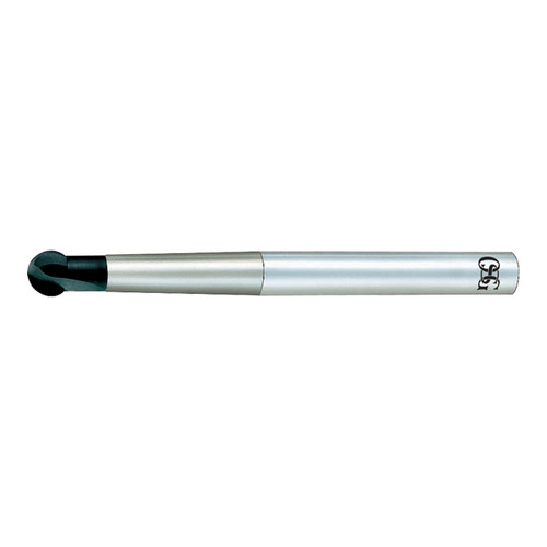 OSG 45130006 | EXOCARB 8.00mm Diameter x 8.00mm Shank x 5.40mm LOC x 10.00mm OAL x 4.00mm Radius x 30 Degree Helix Angle 2 Flute WXS Coated Carbide 4513 Ball End Mill