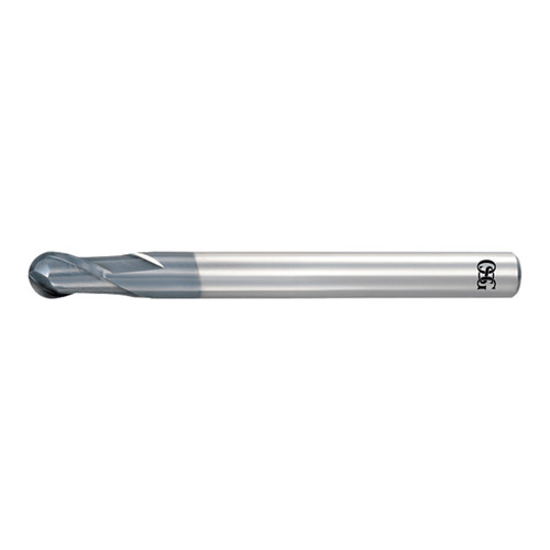 OSG 37110007 | EXOCARB 8.00mm Diameter x 8.00mm Shank x 14.00mm LOC x 16.00mm OAL x 4.00mm Radius x 30 Degree Helix Angle 2 Flute WXL Coated Carbide 3711 Ball End Mill