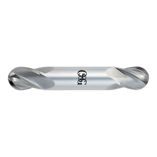 OSG 424-1562-BN | 5/32" Diameter x 0.188" Shank x 0.313" LOC x 2.000" OAL x 30 Degree Helix Angle 4 Flute Bright Coated Carbide 424BN Double Ended Ball End Mill