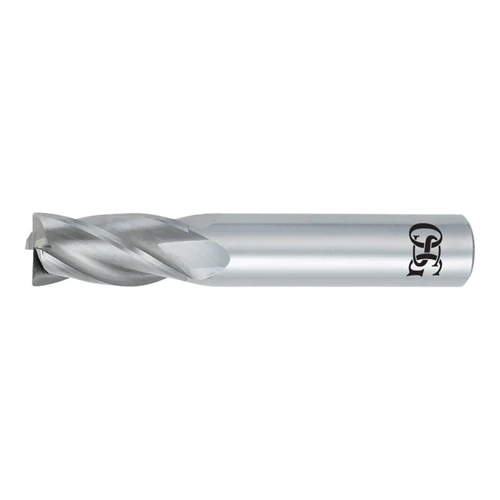 OSG 496-7500 | 3/4" Diameter x 0.750" Shank x 1.500" LOC x 4.000" OAL x 0.125" Radius x 30 Degree Helix Angle 4 Flute BRIGHT Coated Carbide 496 Corner Radius End Mill
