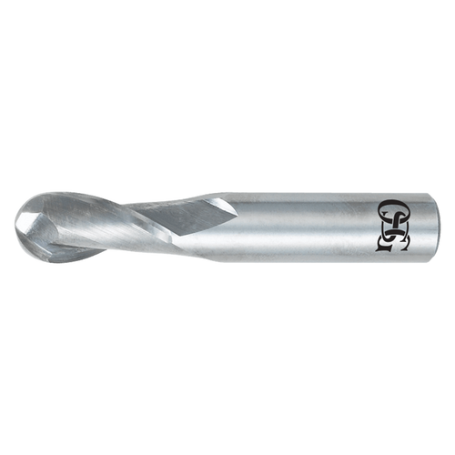 OSG 402-0312-BN | 1/32" Diameter x 0.125" Shank x 0.125" LOC x 1.500" OAL x 30 Degree Helix Angle 2 Flute Bright Coated Carbide Ball End Mill