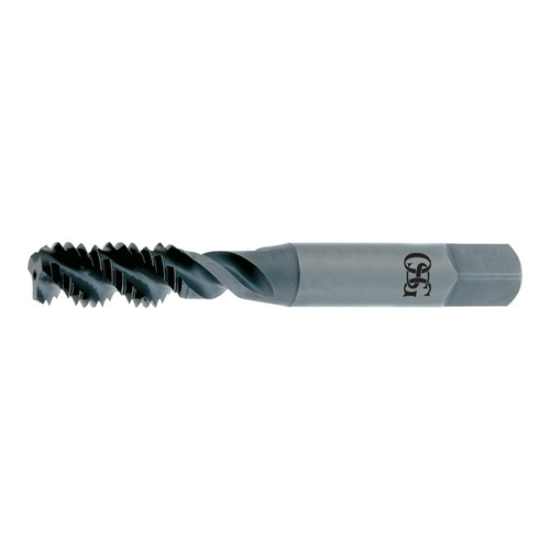 OSG 5003400 | 1/4" - 20 Thread Size x 0.255" Shank x 0.645" Thread Length x 2.500" OAL UNC H5 Plug (4.5P) Chamfer Type 3 Flute Right Hand Bright Coated HSS 107 Spiral Flute Tap
