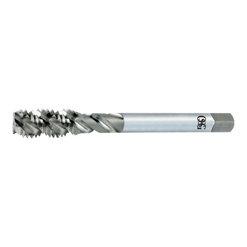 OSG 1298200 | 1/4" - 28 Thread Size x 0.255" Shank x 0.645" Thread Length x 6.000" OAL UNF H3 Plug (4.5P) Chamfer Type 3 Flute Right Hand Bright Coated HSS 918 Spiral Flute Tap