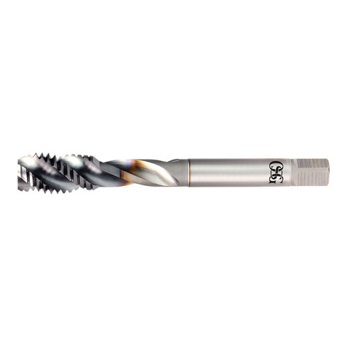 OSG 1650502408 | A Brand UNC 3/8" - 16 Thread Size x 0.381" Shank x 0.500" Length x 3.937" OAL Modified Bottom (2.5P) Chamfer H5 3 Flute V Coated VC-10 16505 Spiral Flute Tap