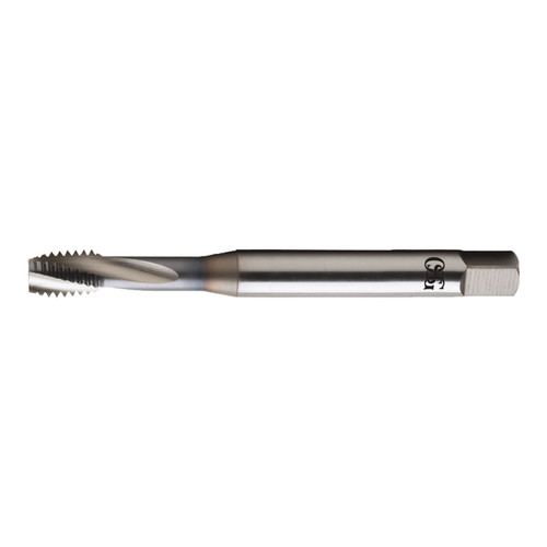 OSG 1311301308 | HY-PRO TAP M M14.00x2.00mm Thread Size x 10.90mm Shank x 16.00mm Length x 11.00mm OAL Bottom (1.5P) Chamfer 3 Flute V Coated HSSE 13113 Spiral Flute Tap