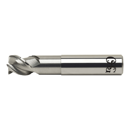 OSG 20430300 | EXOCARB 1/4" Diameter x 0.250" Shank x 0.250" LOC x 2.500" OAL x 0.030" Radius x 45 Degree Helix Angle 3 Flute BRIGHT Coated Carbide 2043 Corner Radius End Mill