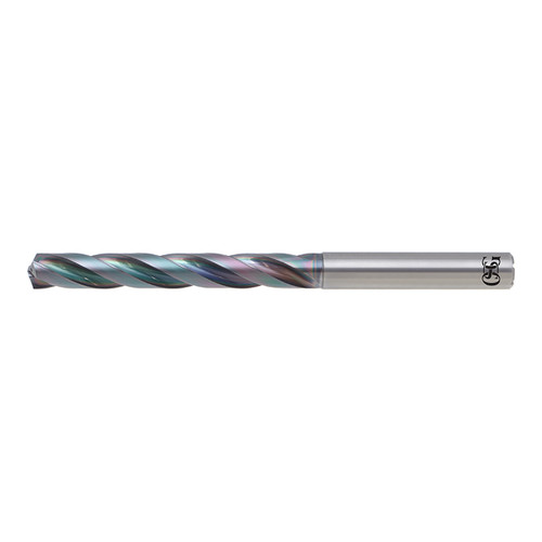 OSG 8722800 | A Brand 8.00mm Drill Size x 8.00mm Shank x 64.00mm Flute Length x 118.00mm OAL x 140 Degree Point Angle 3 Flute EgiAs Coated Carbide 6610 Jobber Length Drill Bit
