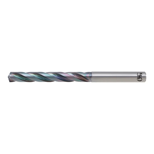 OSG 8722850 | A Brand 8.50mm Drill Size x 1.00mm Shank x 68.00mm Flute Length x 128.00mm OAL x 140 Degree Point Angle 3 Flute EgiAs Coated Carbide 6610 Jobber Length Drill Bit
