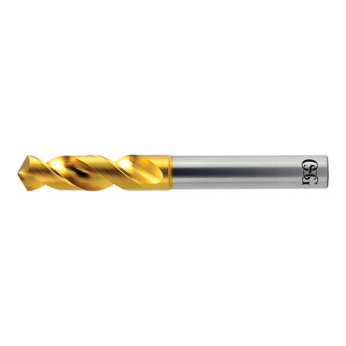 OSG 6166511 | EX-GOLD 0.650" Diameter x 20.00mm Shank x 60.00mm Flute Length x 126.00mm OAL x 120 Degree Point Angle 2 Flute TiAlN Coated HSSE 1100 Screw Machine Length Drill Bit