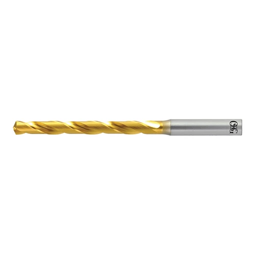 OSG 15205505 | EX-GOLD #5 Drill Size x 0.250" Shank x 63.00mm Flute Length x 109.00mm OAL x 130 Degree Point Angle 2 Flute TiN Coated HSS-CO 1500 Jobber Length Drill Bit