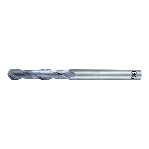OSG 71101016 | EXOCARB 10.00mm Diameter x 1.00mm Shank x 25.00mm LOC x 63.00mm OAL x 5.00mm Radius x 30 Degree Helix Angle 2 Flute DIAMOND Coated Carbide 7110 Ball End Mill