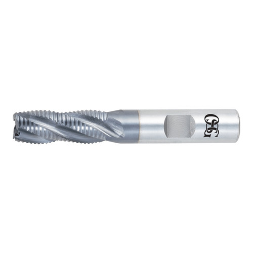 OSG 4559808 | 3/8" Diameter x 0.375" Shank x 1.500" LOC x 3.250" OAL x 30 Degree Helix Angle 4 Flute TiCN Coated HSS-CO 455 Roughing End Mill
