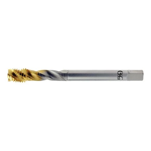 OSG 1645510156 | EXOPRO M M10.00x1.50mm Thread Size x 9.68mm Shank x 12.00mm Length x 10.00mm OAL Modified Bottom (2.5P) Chamfer D6 3 Flute TiN Coated HSSE 16455 Spiral Flute Tap