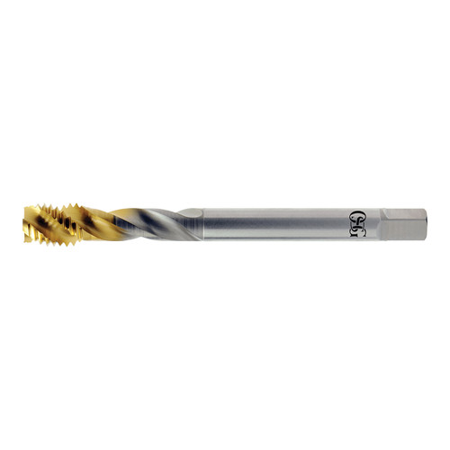 OSG 1645525453 | EXOPRO M M2.50x0.45mm Thread Size x 3.58mm Shank x 3.70mm Length x 5.00mm OAL Modified Bottom (2.5P) Chamfer D3 2 Flute TiN Coated HSSE 16455 Spiral Flute Tap