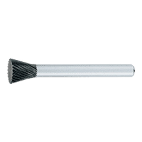 OSG 952-5000-60 | 12.70mm Diameter x 6.00mm Shank x 12.70mm LOC x 57.00mm OAL x 28 Degree Included Angle Bright Coated Carbide 952 Inverted Taper Shape Burr