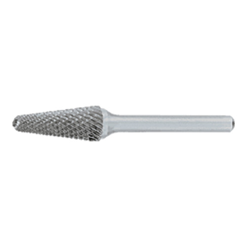 OSG 807-3125-60 | 8.00mm Diameter x 6.00mm Shank x 22.00mm LOC x 69.00mm OAL x 14 Degree Included Angle Bright Coated Carbide 807 Nosed Cone Burr