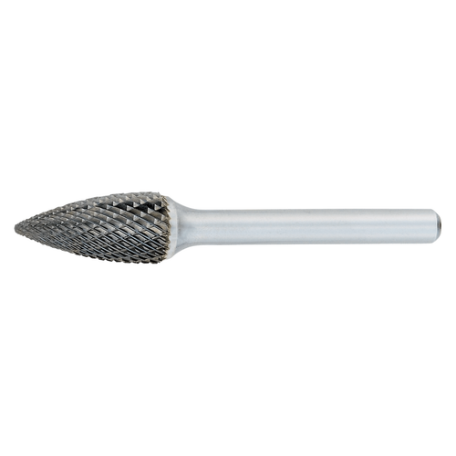 OSG 804-3750-60 | 9.50mm Diameter x 6.00mm Shank x 19.00mm LOC x 63.00mm OAL Bright Coated Carbide Pointed End Tree Shape Burr