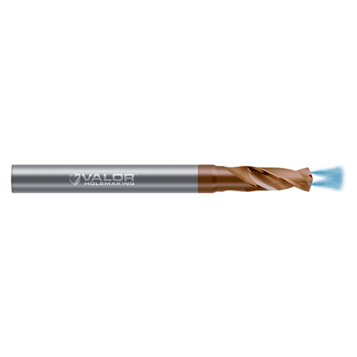 Valor V272926-X | 0.276" Diameter x 8.00mm Shank x 0.826" Drill Length x 140 Degree Point Angle 2 Flute Val-Max X Coated High Performance Coolant Drill