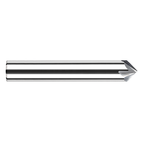 Harvey Tool 731924 | 0.375" Shank x 0.316" LOC x 2.500" OAL x 30 Degree Angle Per Side 4 Flute UN Coated Carbide Pointed Chamfer Cutter