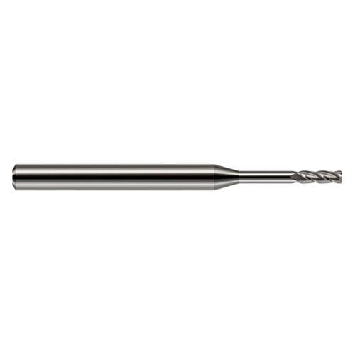 Harvey Tool 696962 | 0.062" Diameter x 0.125" Shank x 0.186" LOC x 1.500" OAL x 0.015" Radius 4 Flute UN Coated Carbide Miniature Corner Radius End Mill