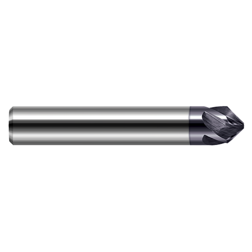 Harvey Tool 713916-C3 | 0.250" Shank x 0.261" LOC x 2.500" OAL x 20 Degree Angle Per Side 5 Flute AlTiN Coated Carbide Flat Chamfer Cutter