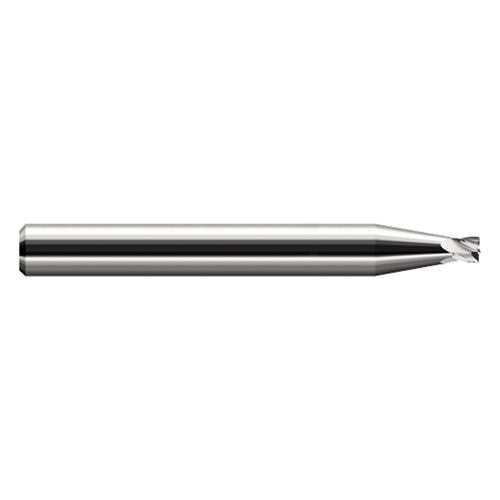 Harvey Tool 720350 | 0.050" Diameter x 0.125" Shank x 0.040" LOC x 1.500" OAL x 0.010" Radius 4 Flute UN Coated Carbide Miniature Corner Radius End Mill