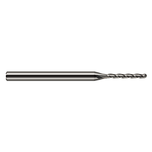 Harvey Tool 845512 | 0.012" Diameter x 0.125" Shank x 0.096" LOC x 2.500" OAL 4 Flute Uncoated Carbide Ball End Mill