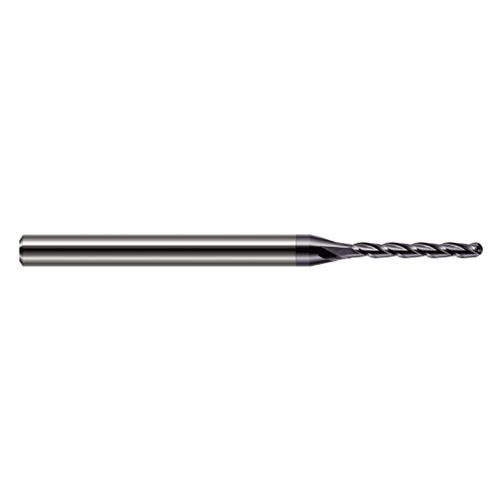 Harvey Tool 845512-C3 | 0.30mm Diameter x 1/8" Shank x 0.096" LOC x 2.500" OAL 4 Flute AlTiN Coated Carbide Miniature Ball End Mill