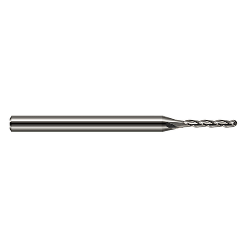Harvey Tool 841012 | 0.012" Diameter x 0.125" Shank x 0.060" LOC x 2.500" OAL 4 Flute Uncoated Carbide Ball End Mill
