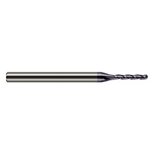 Harvey Tool 841012-C3 | 0.30mm Diameter x 1/8" Shank x 0.060" LOC x 2.500" OAL 4 Flute AlTiN Coated Carbide Miniature Ball End Mill