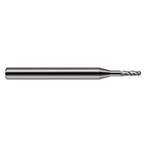 Harvey Tool 982812 | 0.012" Diameter x 0.125" Shank x 0.036" LOC x 1.500" OAL 4 Flute Uncoated Carbide Ball End Mill