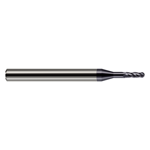 Harvey Tool 982812-C3 | 0.30mm Diameter x 1/8" Shank x 0.036" LOC x 1.500" OAL 4 Flute AlTiN Coated Carbide Miniature Ball End Mill
