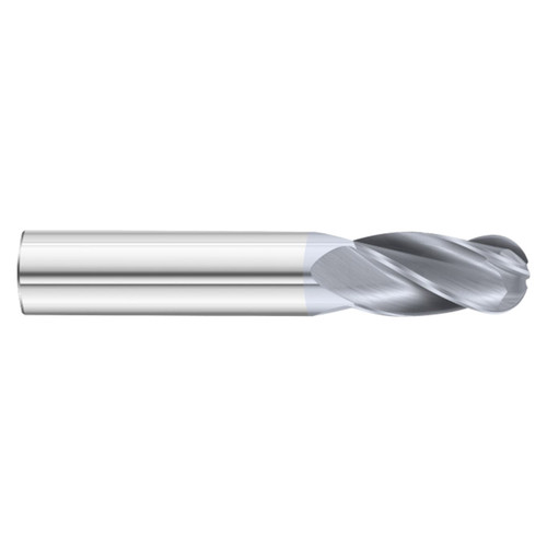 Fullerton Tool 30351 | 7/32" Diameter x 1/4" Shank x 2-1/2" OAL 4 Flute TiCN Coated Ball End Mill