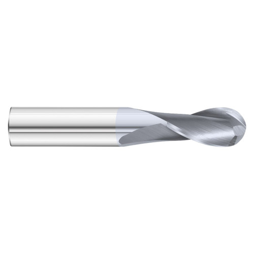 Fullerton Tool 30410 | 11/16" Diameter x 3/4" Shank x 4" OAL 2 Flute TiCN Coated Ball End Mill