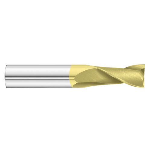 Fullerton Tool 33138 | 21/64" Diameter x 3/8" Shank x 2-1/2" OAL 2 Flute TiN Coated Square End Mill