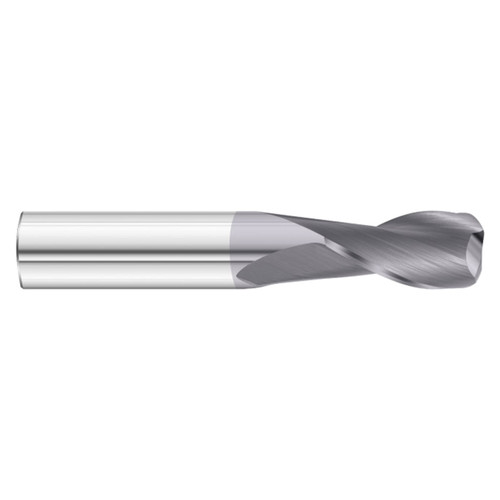 Fullerton Tool 33846 | 3/16" Diameter x 3/16" Shank x 2" OAL x 0.015" Radius 2 Flute TiAlN Coated Corner Radius End Mill