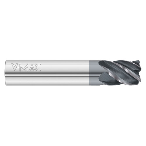 Fullerton Tool 36435 | 1/4" Diameter x 1/4" Shank x 2-1/2" OAL x 0.060" Radius 5 Flute FC21 Coated Corner Radius End Mill