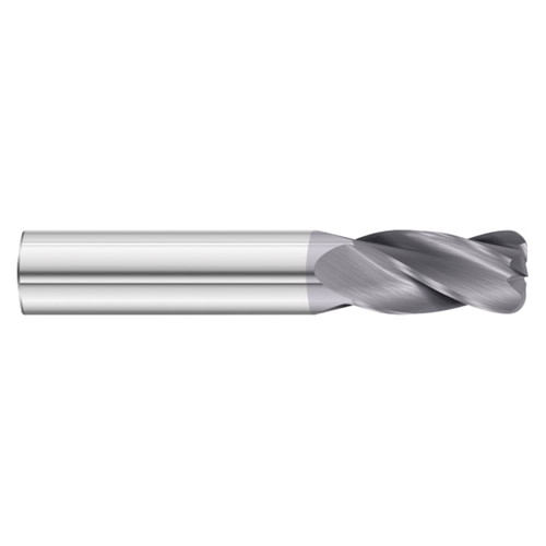 Fullerton Tool 91912 | 0.315" Diameter x 0.315" Shank x 2.520" OAL x 0.059" Radius 4 Flute TiAlN Coated Corner Radius End Mill