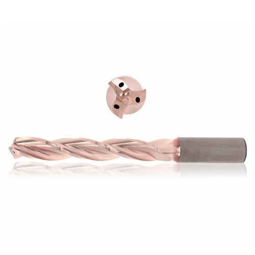 Precision Cutting Tools 9542837 | 12.30mm Size x 0.48mm Diameter x 14.00mm Shank x 60.00mm Flute Length x 107.00mm OAL x 130 Degree Point Angle 3 Flute ZircoPlus Coated Carbide Coolant Fed Drill