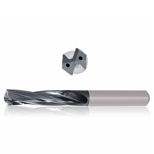 Precision Cutting Tools 9549818 | 7.50mm Size x 0.30mm Diameter x 8.00mm Shank x 76.00mm Flute Length x 114.00mm OAL x 135 Degree Point Angle 2 Flute Varianta Supral Coated Carbide Coolant Fed Drill