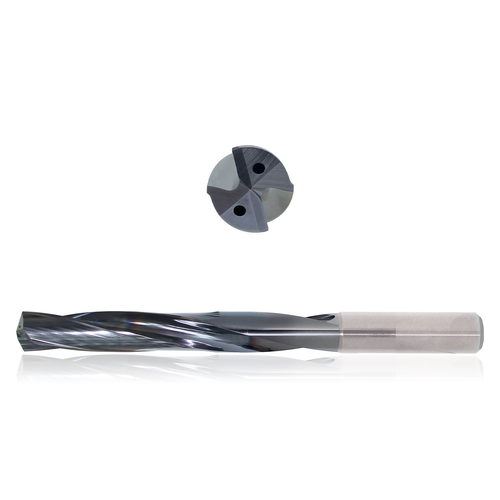 Precision Cutting Tools 9553537 | 7.80mm Size x 0.31mm Diameter x 8.00mm Shank x 76.00mm Flute Length x 114.00mm OAL x 135 Degree Point Angle 2 Flute Sistral Coated Carbide Coolant Fed Drill