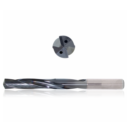 Precision Cutting Tools 9553850 | 8.00mm Size x 0.32mm Diameter x 8.00mm Shank x 180.00mm Flute Length x 230.00mm OAL x 135 Degree Point Angle 2 Flute Sistral Coated Carbide Coolant Fed Drill