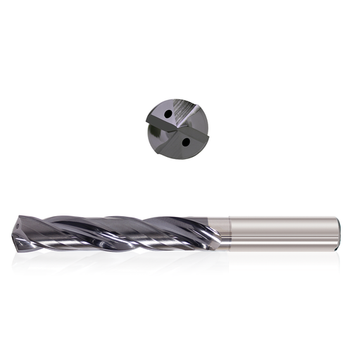 Precision Cutting Tools 9573075 | 3.80mm Size x 0.15mm Diameter x 6.00mm Shank x 180.00mm Flute Length x 230.00mm OAL x 135 Degree Point Angle 2 Flute Varianta Supral Coated Carbide Coolant Fed Drill